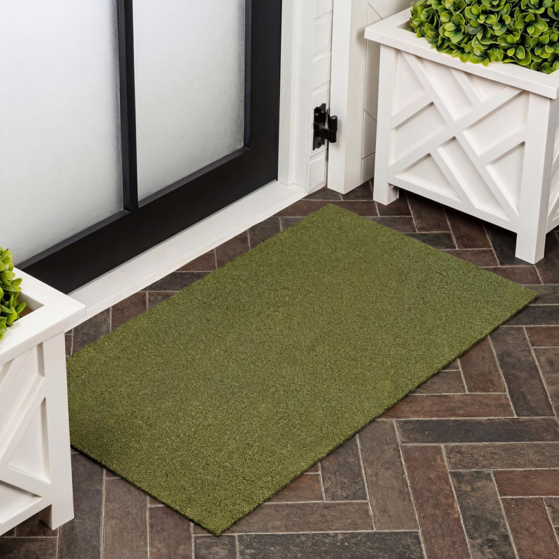 Kalonni Classic Casual Commerical Natural Coir Indoor/Outdoor Mat, 24" W x 36" L, Green