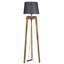 Élégante lampe sur pied scandinave, noyer et noir, d'une hauteur de 67,0 pouces | Corps en bois de sapin, douille E27 (40 W maximum) | Élégant capuchon en tissu, peinture électrostatique séchée au four | Parfait pour les salons et les chambres modernes-1259045803