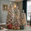 3-Piece Snowy Cascading Artificial Christmas Tree Set with Flocked Weeping Branches and Warm White Lights