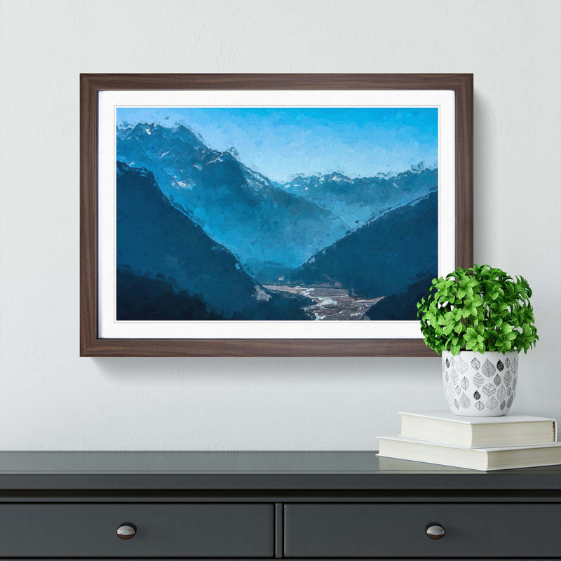 Blue Mountains in Sikkim India in Abstract - Picture Frame Graphic Art Print, Walnut Framed, 62cm H x 87cm W x 2cm D