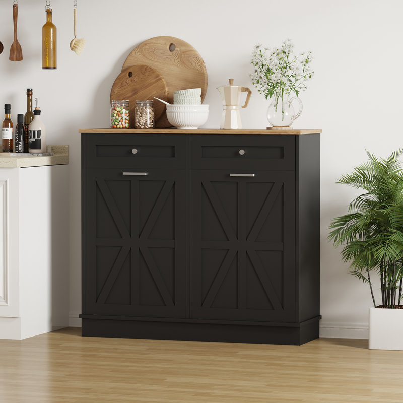 Armoire poubelle Farmhouse Double Tilt-Out, Noir