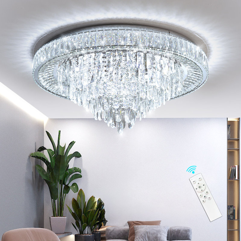 Crystal Chandeliers Led Dimmable Ceiling Light, Silver