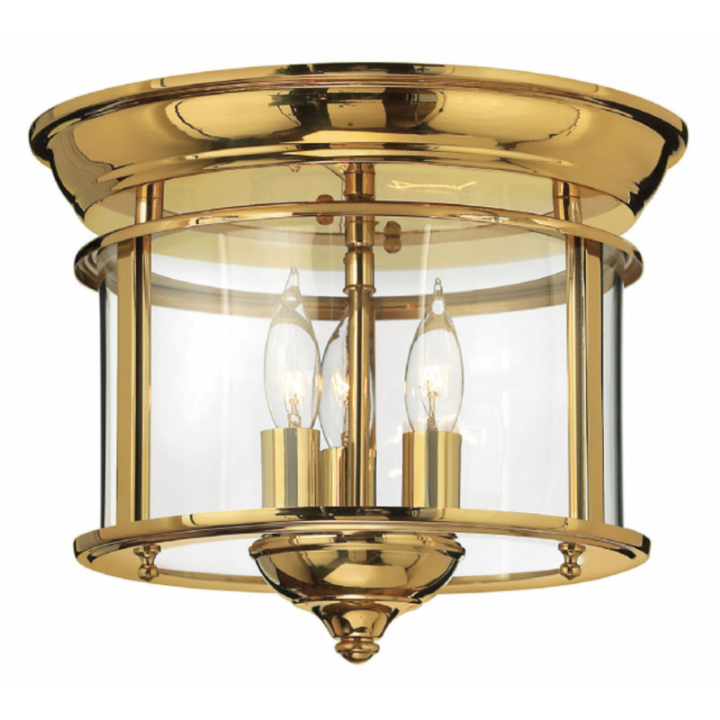 3 - Light 11.5" Flush Mount, Heirloom Brass