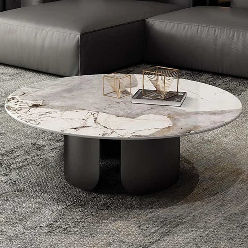Ensemble de tables basses rondes White Stone, 19.69" H x 39.37" W x 27.56" D, White / Black