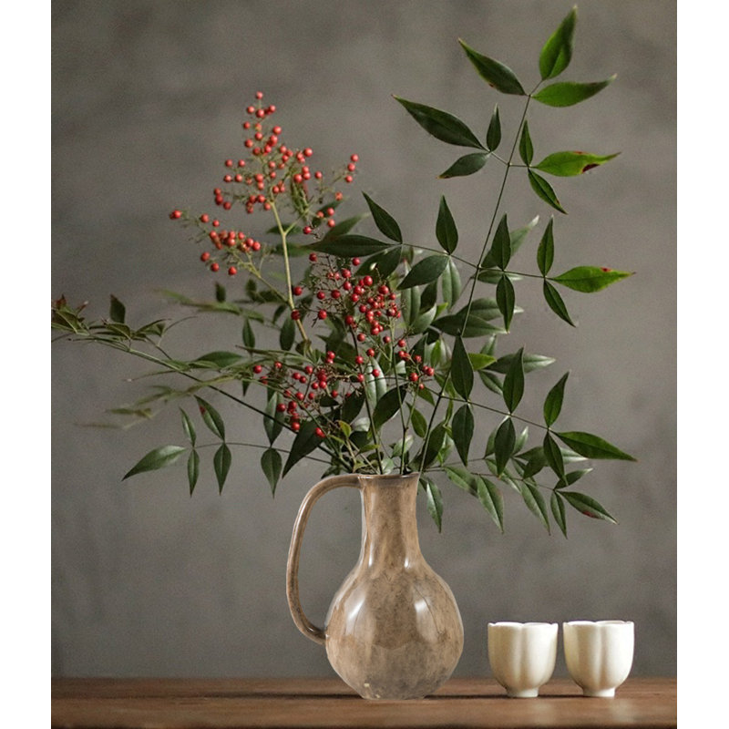 Vase en céramique avec grandes poignées, Brun