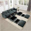 Canapé à assise profonde en U avec repose-pieds 3 places avec repose-pieds, canapé 3 places avec 2 repose-pieds mobiles, canapé modulaire surdimensionné avec tiroir de rangement sous chaque siège, chenille-2102509096-2102509109