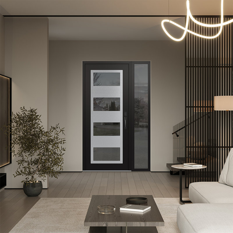 Porte d'entrée avant pré-montée Sidelite, L 49,25 po x H 81,69 po, Miroitant, Gauche