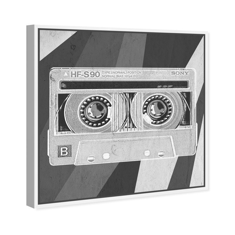 My Mixtape Music Notes - Print, H 24 po x l 24 po, Toile blanche encadrée