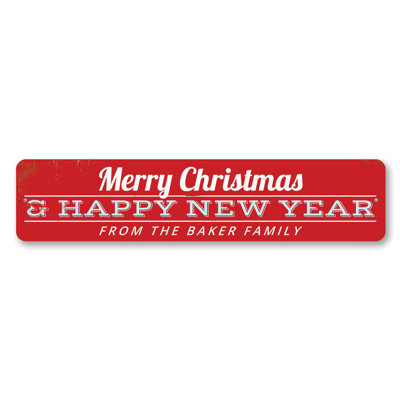 Merry Christmas & Happy New Year Family Custom Aluminum Sign