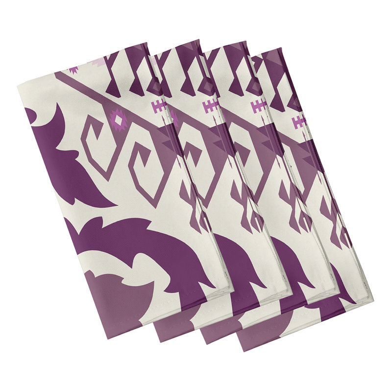 Gerome Polyester Ikat Square Napkin, Purple