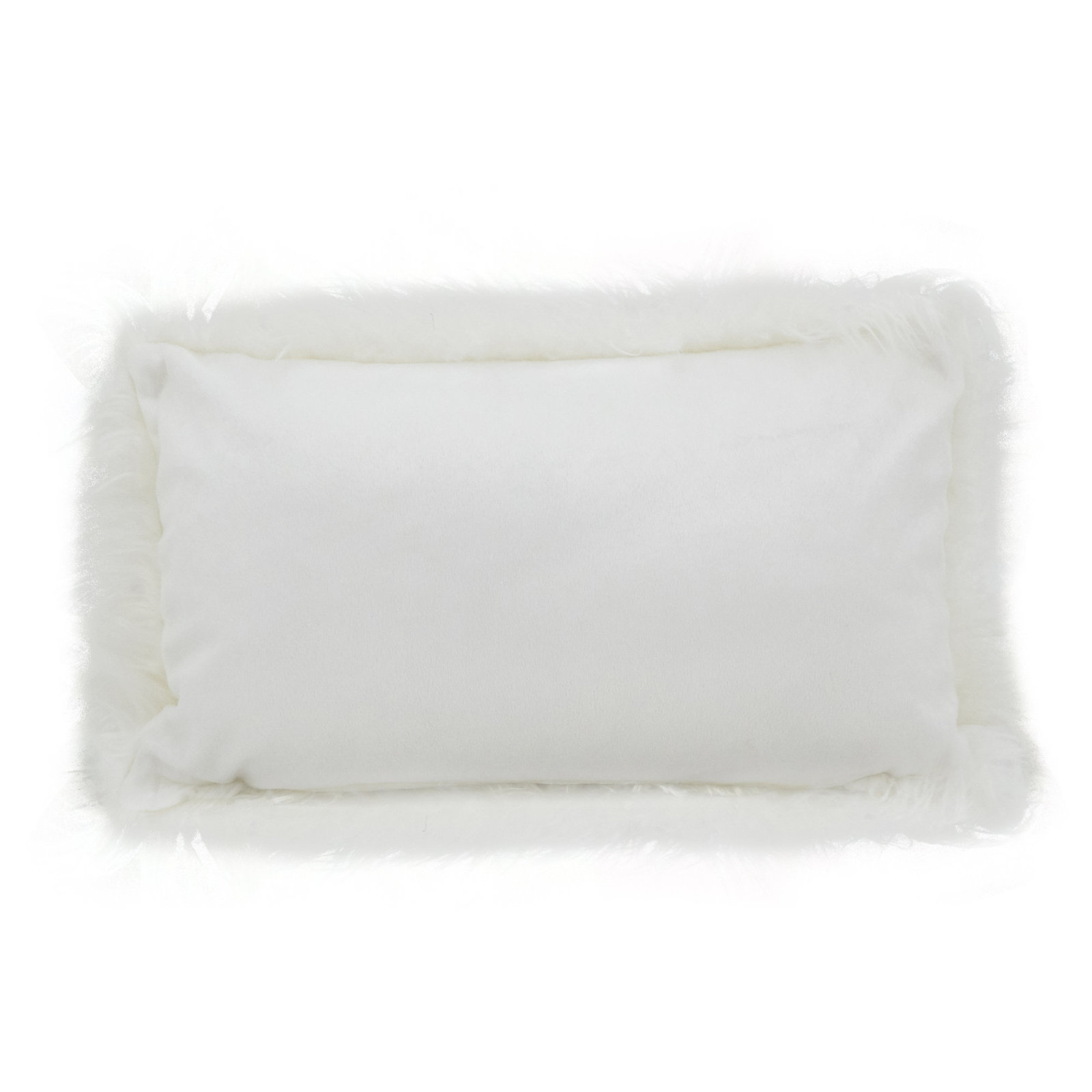 Faux Fur Lumbar Throw Pillow, Ivory, 12"H x 20"W