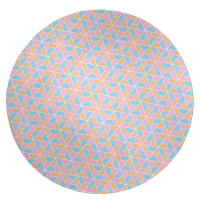 Tapis brun/bleu pâle/rose trapézoïdals sandy