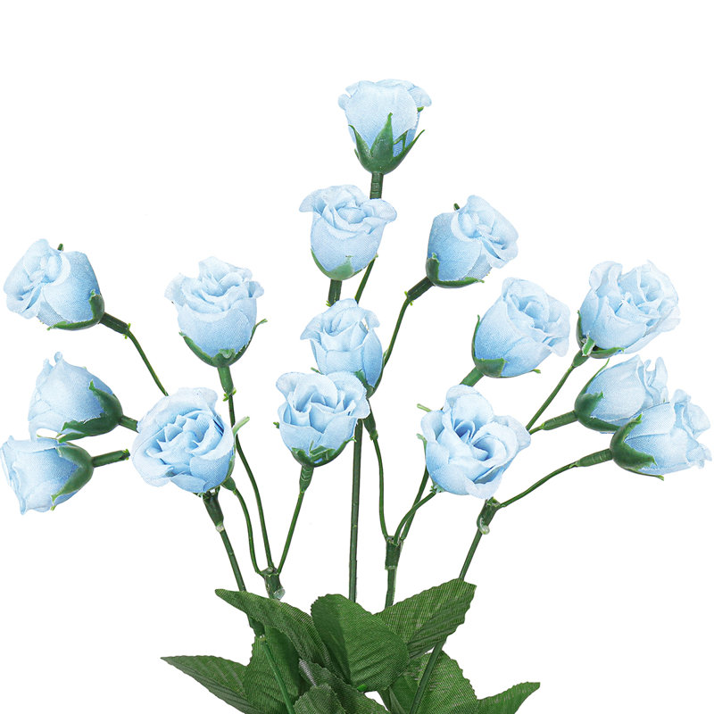Artificial Rose Bud Flower Bush, Baby Blue