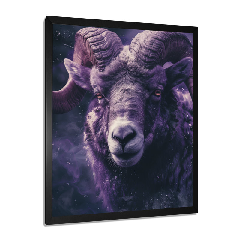 Purple Astrology Astral Audacity Aries - Astronomy Aries Wall Art, 12" H x 20" W, Black Single Picture Framed, Solid Wood