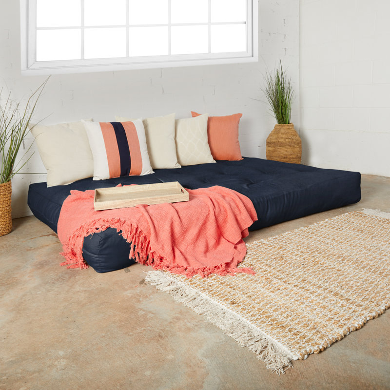 Matelas de futon en coton Boylston, Bleu marine, Double