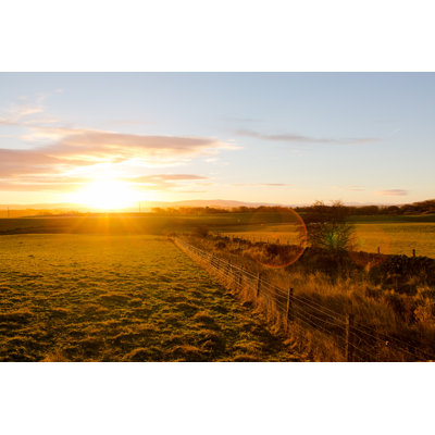 Hazy Rural Landscape In Sunrise Light, Scottish Highlands - Wrapped Canvas Print
