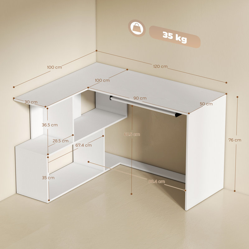 L-Shaped Particle Board / Chipboard Computer Desk