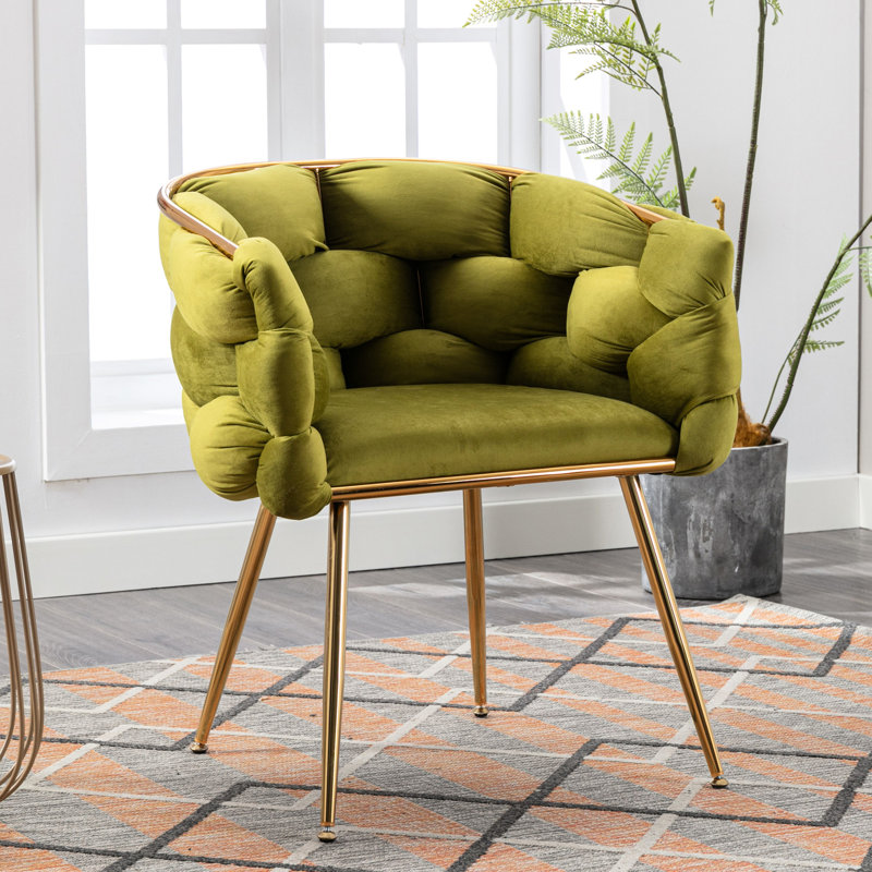 Hummera Upholstered Accent Chair, Green Velvet, 1
