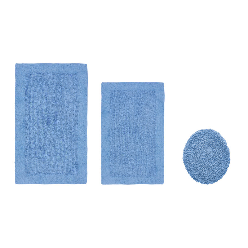 Ensemble de tapis pour salle de bain réversible 100% coton 2370 g / m² Merkel - ultra doux, très absorbant, lavable à la machine, certifié OEKO-TEX, idéal pour la douche, la baignoire et le meuble-lavabo, bleu foncé