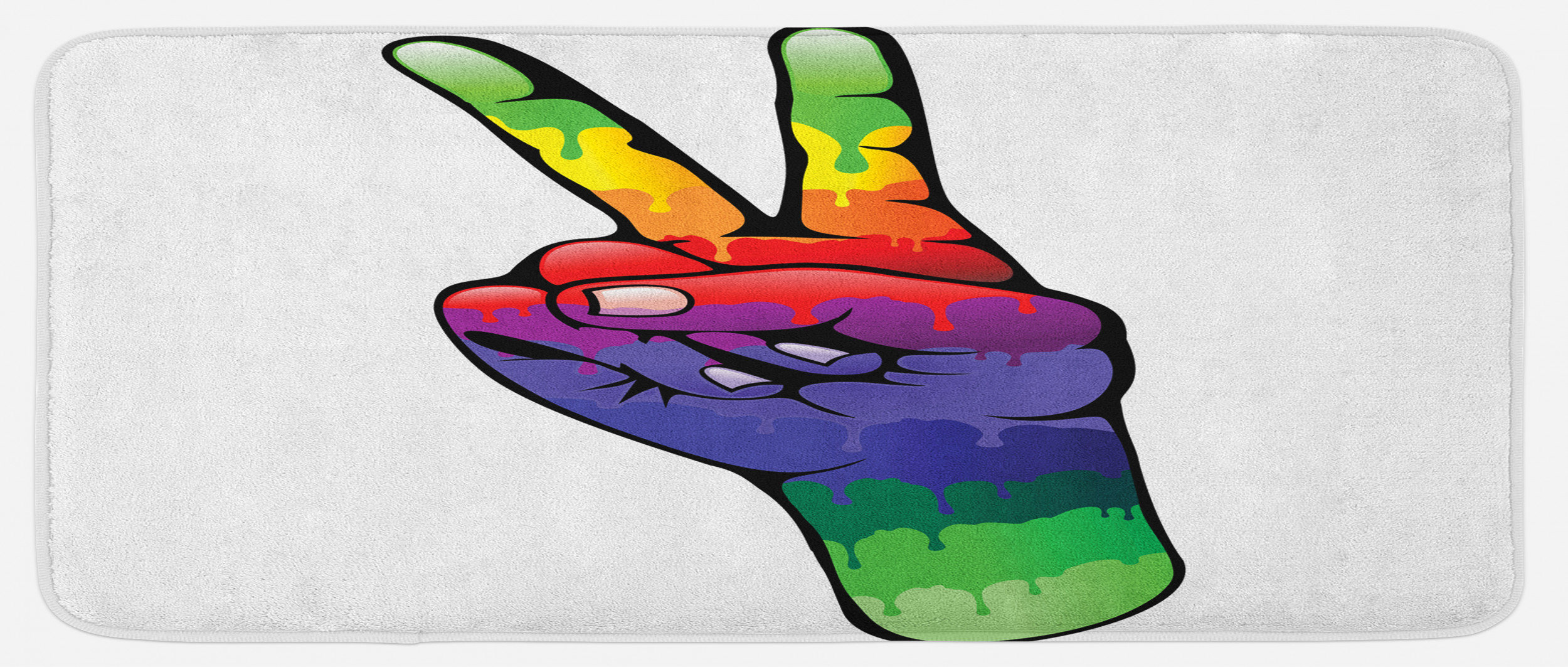 East Urban Home Ambesonne Groovy Kitchen Mat, Hand Peace Love Sign In ...