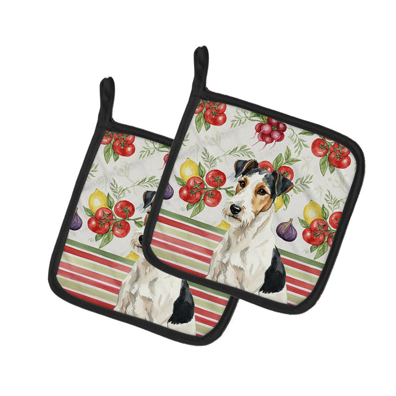 Paire de supports à casseroles Smooth Fox Terrier, Noir