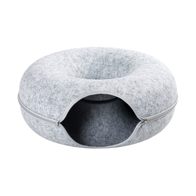Grand lit tunnel pour chats d'intérieur, Gris