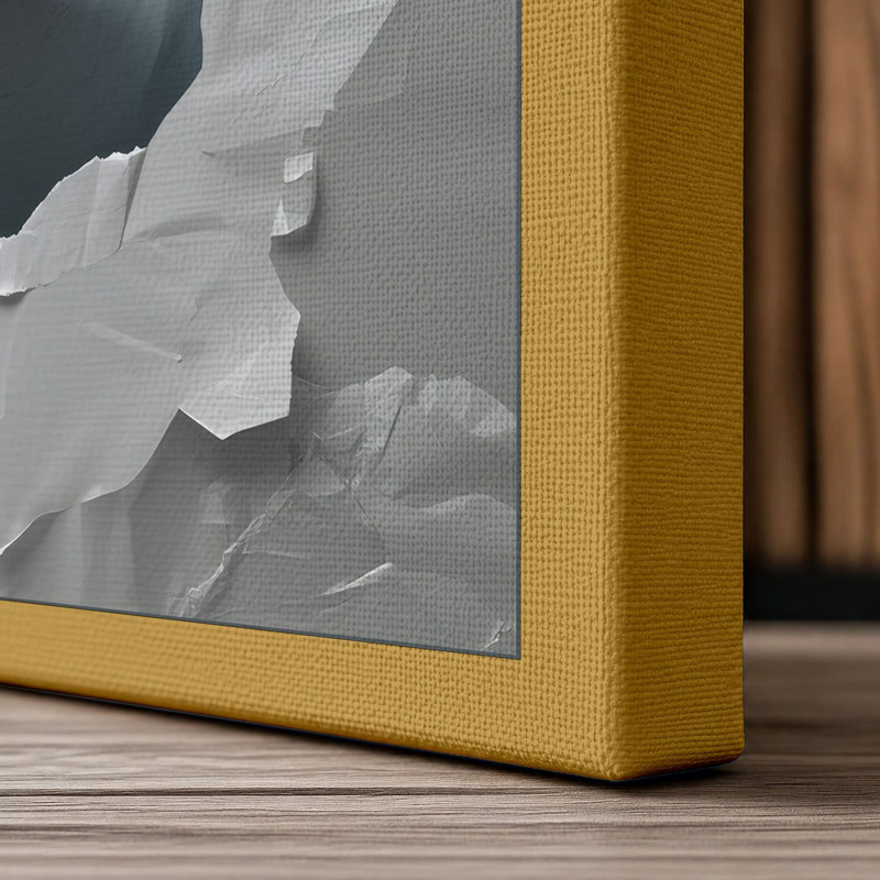 Shark Breaks Through Modern - Wrapped Canvas, 36x24 - 91.4 x 61.0 cm, Ochre Border