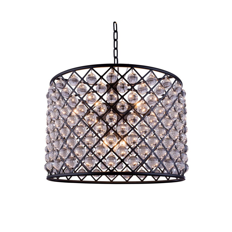 Lustre tambour 8 lumières unique Swinney, Brun moka