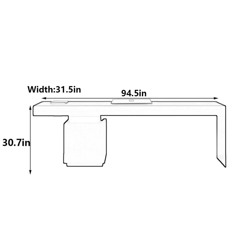 Muthukumar, H 30,7 po x l 94,5 po x P 31,5 po