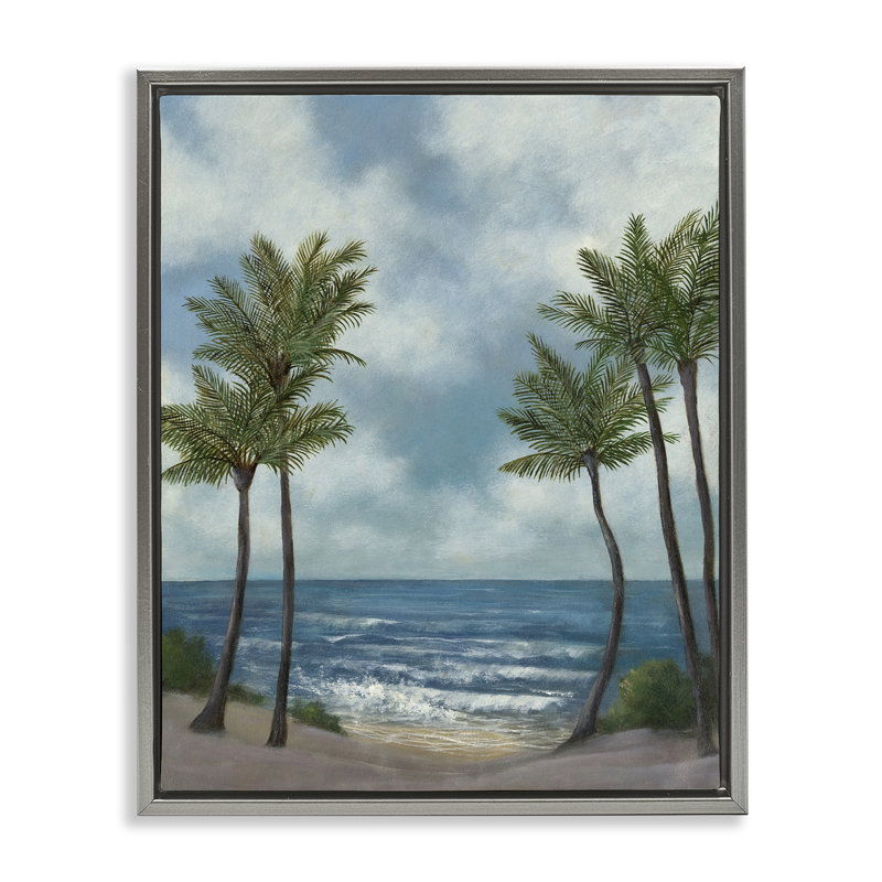 "Tropical Breaking Waves", art mural encadré par David Swanagin, Cadre flottant gris lustré, H 21 po x l 17 po