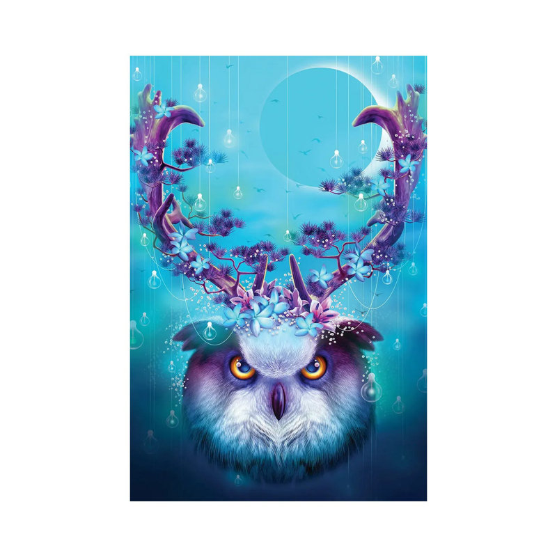 Owl Horns Up by Adam Lawless - Wrapped Canvas Gallery-Wrapped Canvas Giclée, 30.48 cm H x 45.72 cm W