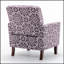 Fauteuil à motifs en mélange de polyester, structure en bois de bouleau massif avec pieds fuselés, fauteuil d'appoint rembourré en mousse pour le salon et le bureau