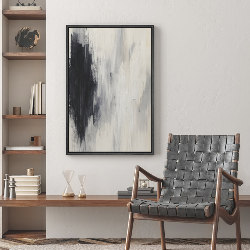 Reproduction d'art abstrait sur toile encadrée pour décoration intérieure moderne, H 24 po x l 16 po, Noir