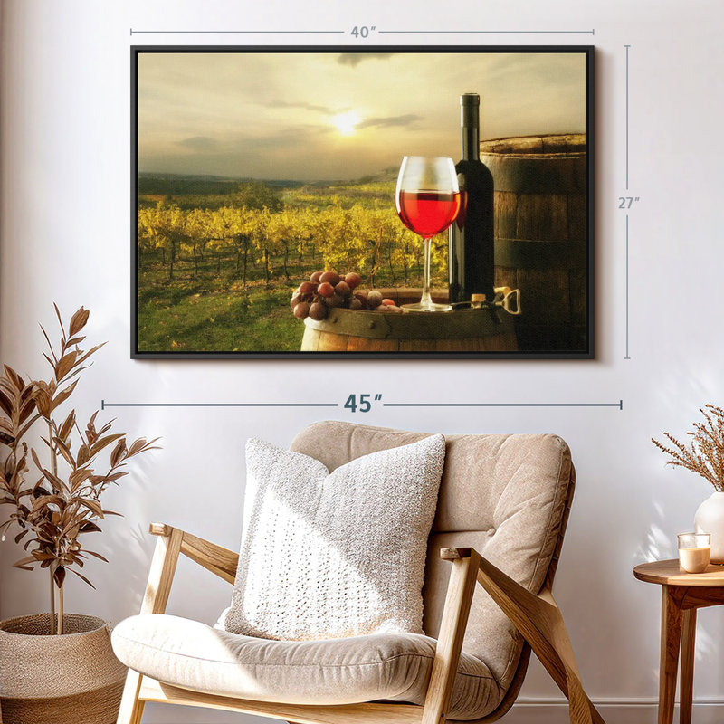«Sonoma Vineyard Red Wine Wall Art», H 27 po x l 40 po