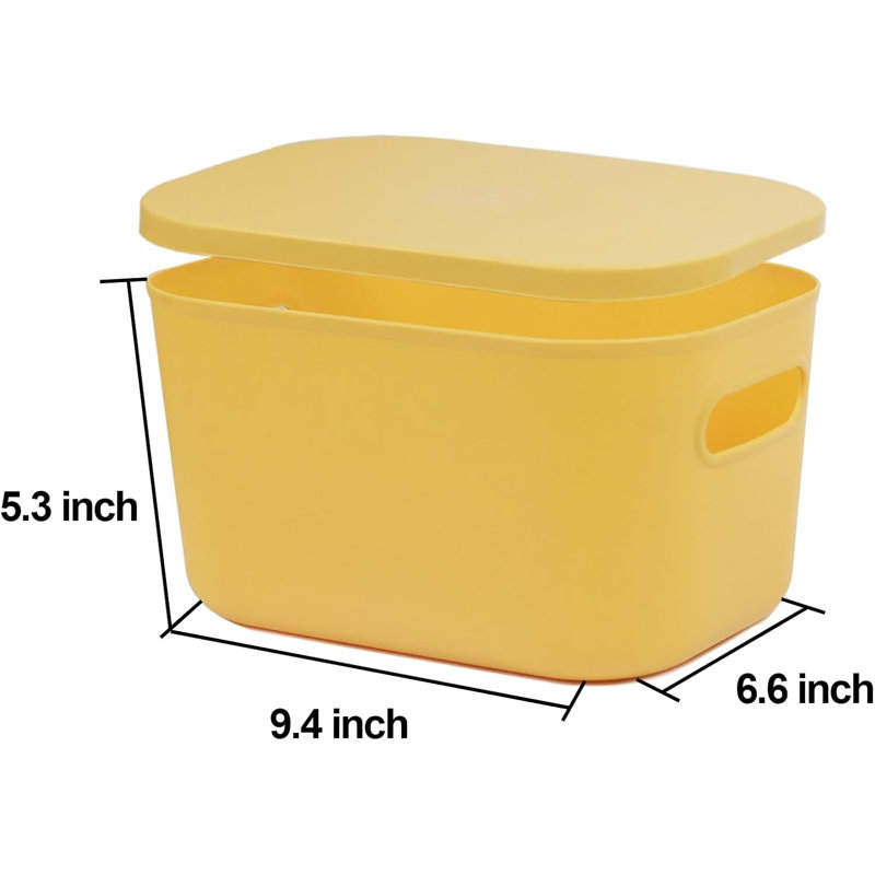 Ensemble de 6 petits bacs de rangement avec couvercles, boîtes de rangement empilables en plastique pour organiser vos affaires, paniers d'étagère (6 couleurs, petit format)