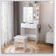 Bureau de maquillage compact avec lumières DEL réglables, prises de courant intégrées et rangement dissimulé pour les petites chambres