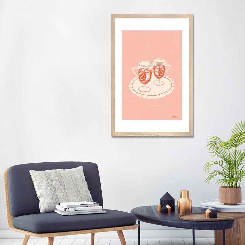 Vin chaud - impression d'art mural - papier d'art encadré, H 32 po x l 24 po, Beige