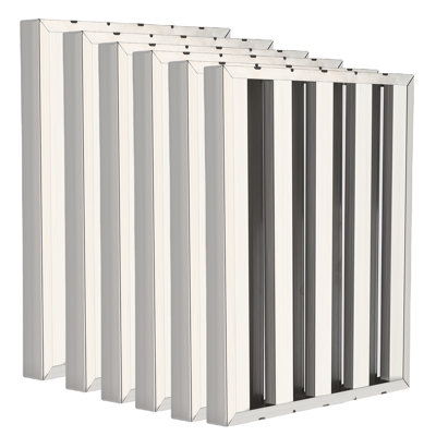 Pack of 6 Commercial Hood Filters 49.5 x 49.5cm, 304 Stainless Steel 6‑Groove Baffle Filter for Kitchen Exhaust & Range Hood