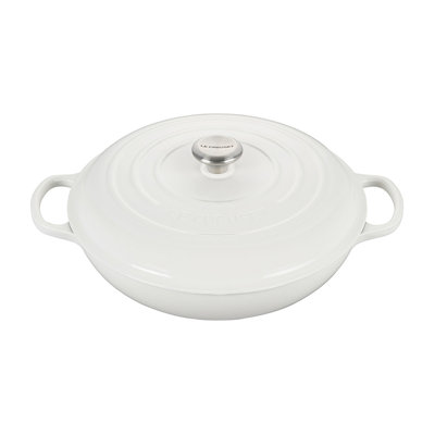 Le Creuset Signature Cast Iron Braiser, 5Qt., White