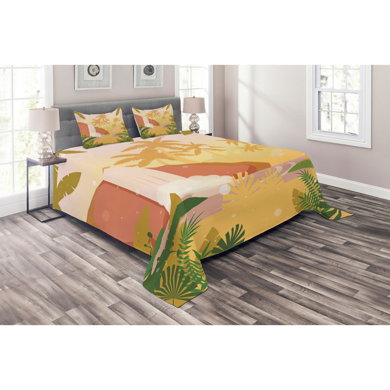 Coastal Polyester Coverlet, Queen Bedspread + 2 Shams