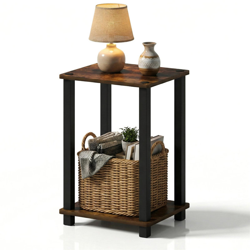 Petite table d'appoint Simplistic, Pin ambré / noir