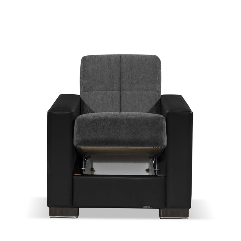 Fauteuil convertible avec accoudoirs convertibles 3-en-1 Armada, Microfibre / microsuède gris foncé