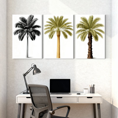 Palmiers, ensemble de 3 impressions sur toile