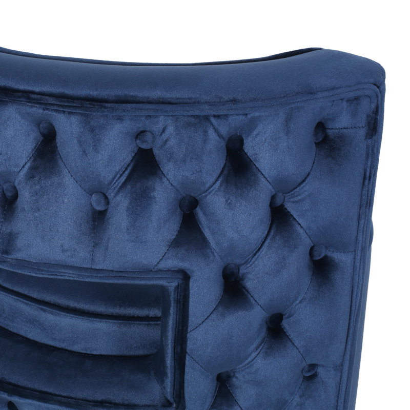 Cesily 26.25" Wide Swivel Club Chair, Swivel Chair, Barrel Chair, Cobalt Velvet
