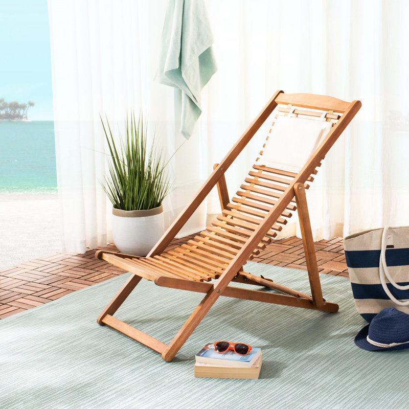 Imani Eucalyptus Outdoor Armless Lounge Chair, Natural/Beige