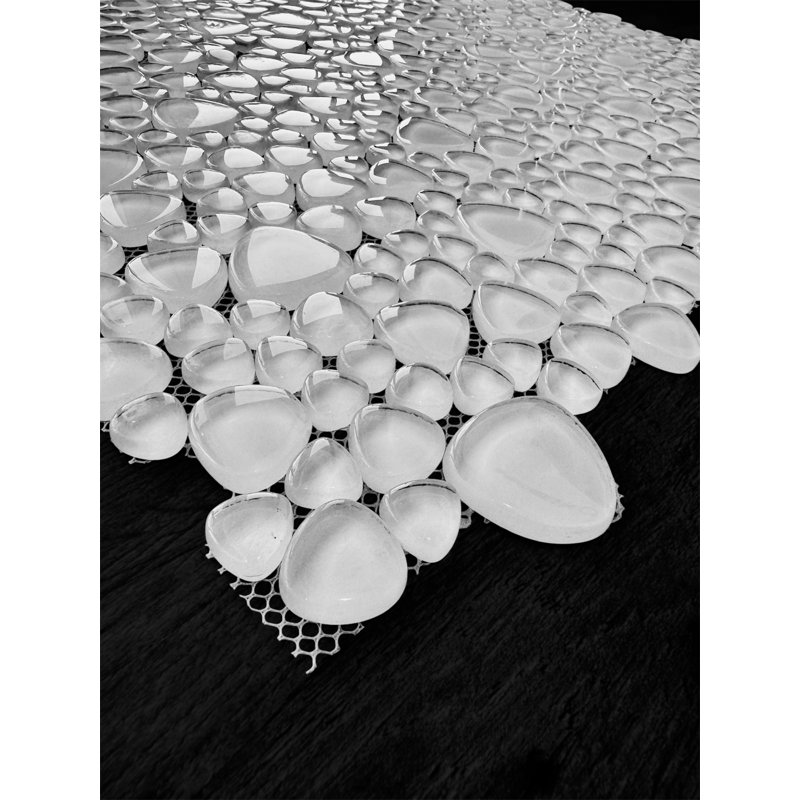 12 x 12 galets super blanc brillant