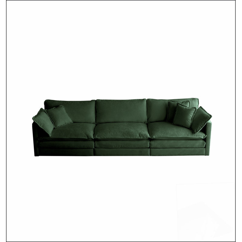 Canapé 3 places avec 2 accoudoirs et 3 coussins décoratifs, canapé pour le salon Chenille, Vert