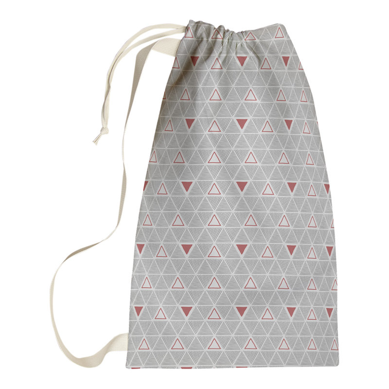 Sac à linge triangles dessinés à la main, H 29 po x l 18 po x P 1,5 po, Rouge