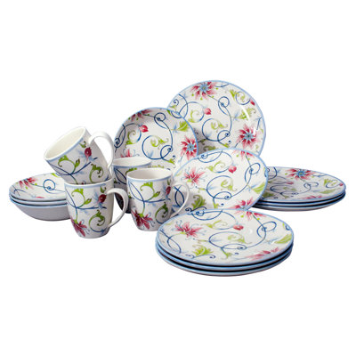 Royal Ivy Piece Porcelain China Dinnerware Set - Service for 4
