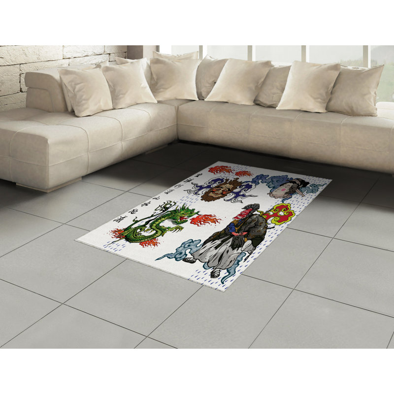 Japanese High Density Long Fiber Poly Threads Decorative Area Rug Carpet, Rectangle 4' x 5'8"